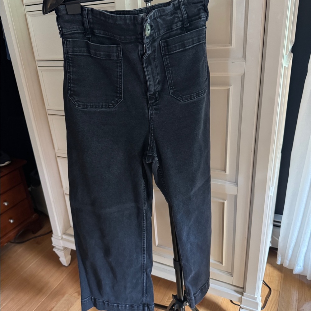 THE COLETTE DENIM HIGH-RISE CROPPED WIDE-LEG JEANS BY MAEVE